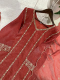 DESIGNER WEAR BEADS AND SEQUENCE EMBROIDERED TOP PLAZZO AND DUPATTA SET