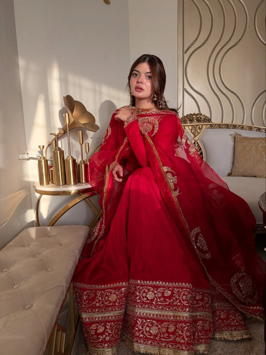 Vichitra silk with intricate Thread with Sequence with Cutwork with Fancy lace Salwar Kameez