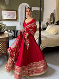 Vichitra silk with intricate Thread with Sequence with Cutwork with Fancy lace Salwar Kameez