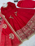 Vichitra silk with intricate Thread with Sequence with Cutwork with Fancy lace Salwar Kameez
