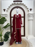 Faux Georgette with Premium Hand work With Real mirror Beautiful Salwar Kameez