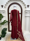 Faux Georgette with Premium Hand work With Real mirror Beautiful Salwar Kameez