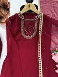 Faux Georgette with Premium Hand work With Real mirror Beautiful Salwar Kameez