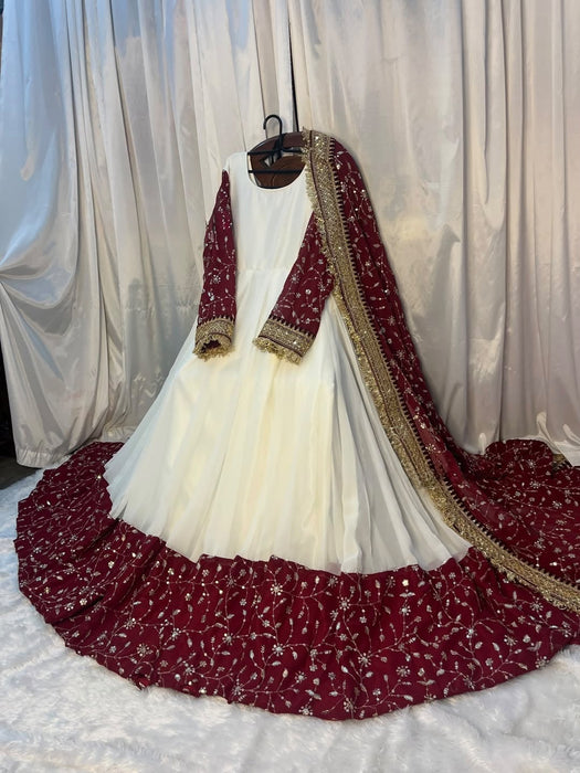 New Designer Maxi Anarkali Suit In New Fancy Style Pure Faux Georgette With Multi Needle Work and Embroidery Work