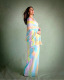 Silver Shiffon with Digital Print Beautiful Saree