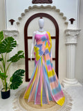 Silver Shiffon with Digital Print Beautiful Saree