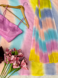 Silver Shiffon with Digital Print Beautiful Saree