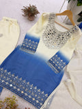 DESIGNER REAL MIRROR EMBROIDERED WORKED TOP PLAZZO WITH DUPATTA