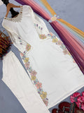 New Designer Party Wear Look Pure Satin Rayon Over Size Long Kaftan & Bottom With Dupatta set