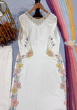 New Designer Party Wear Look Pure Satin Rayon Over Size Long Kaftan & Bottom With Dupatta set