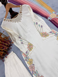 New Designer Party Wear Look Pure Satin Rayon Over Size Long Kaftan & Bottom With Dupatta set