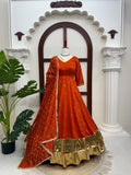 Heavy Vichitra Silk with Soft Micro Cotton & Thread & Sequence Work with gotta Patti lace Anarkali Lehenga Dupatta Set