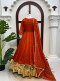 Heavy Vichitra Silk with Soft Micro Cotton & Thread & Sequence Work with gotta Patti lace Anarkali Lehenga Dupatta Set