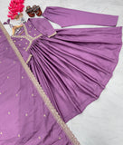 New Party Wear Look Pur Chinon Silk Alia Cut Gown Dupatta & Bottom Set