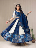 NAVARATRI WEAR BEAUTIFUL PRINTED MASLIN WITH REAL MIRROR WORK LEHENGA CHOLI