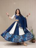 NAVARATRI WEAR BEAUTIFUL PRINTED MASLIN WITH REAL MIRROR WORK LEHENGA CHOLI