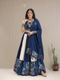 NAVARATRI WEAR BEAUTIFUL PRINTED MASLIN WITH REAL MIRROR WORK LEHENGA CHOLI