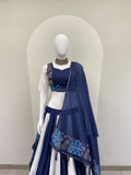 NAVARATRI WEAR BEAUTIFUL PRINTED MASLIN WITH REAL MIRROR WORK LEHENGA CHOLI