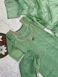 NEW MOST VIRAL PARTY WEAR HEAVY PURE SALSA CRUSH BEAUTIFUL KURTI-PANT WITH DUPATTA SET