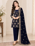 Pure Heavy Viscose Velvet With Heavy Embroidery Multi Sequence Work Salwar Kameez