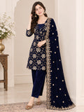 Pure Heavy Viscose Velvet With Heavy Embroidery Multi Sequence Work Salwar Kameez