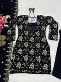 Pure Heavy Viscose Velvet With Heavy Embroidery Multi Sequence Work Salwar Kameez