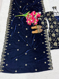 Pure Heavy Viscose Velvet With Heavy Embroidery Multi Sequence Work Salwar Kameez