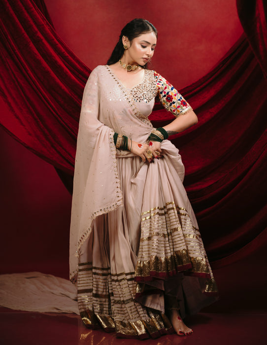 Mal Mal Cotton with Real Mirror Embroidery Work Beautiful NAVRATRI Lehenga Choli