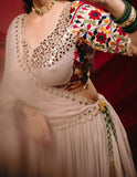Mal Mal Cotton with Real Mirror Embroidery Work Beautiful NAVRATRI Lehenga Choli