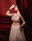 Mal Mal Cotton with Real Mirror Embroidery Work Beautiful NAVRATRI Lehenga Choli