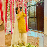 New Pakistani Pure HO Silk With Embroidery And Sequins Work Top - Farsi Salwar With Dupatta Set