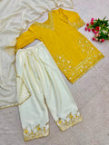 New Pakistani Pure HO Silk With Embroidery And Sequins Work Top - Farsi Salwar With Dupatta Set
