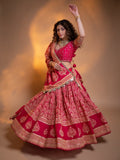 NAVARATRI SPECIAL DESIGNER PRINTED RAYON LAHENGA CHOLI WITH REAL MIRROR WORK