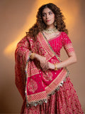 NAVARATRI SPECIAL DESIGNER PRINTED RAYON LAHENGA CHOLI WITH REAL MIRROR WORK
