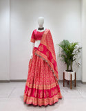 NAVARATRI SPECIAL DESIGNER PRINTED RAYON LAHENGA CHOLI WITH REAL MIRROR WORK