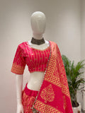 NAVARATRI SPECIAL DESIGNER PRINTED RAYON LAHENGA CHOLI WITH REAL MIRROR WORK
