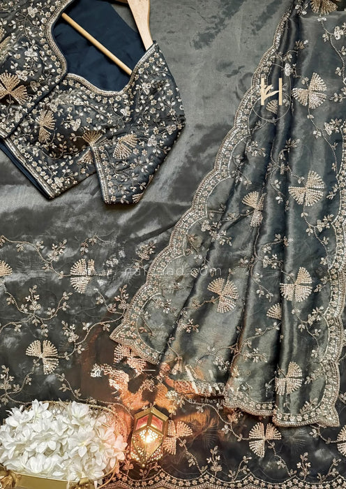 Fendy Silk with Heavy Beds Work With Sequence Detailing Beautiful Saree