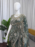 Fendy Silk with Heavy Beds Work With Sequence Detailing Beautiful Saree