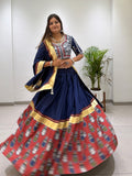 NAVARATRI SPECIAL DESIGNER PRINTED RAYON LAHENGA CHOLI WITH REAL MIRROR WORK