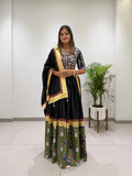 NAVARATRI SPECIAL DESIGNER PRINTED RAYON LAHENGA CHOLI WITH REAL MIRROR WORK