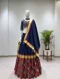 NAVARATRI SPECIAL DESIGNER PRINTED RAYON LAHENGA CHOLI WITH REAL MIRROR WORK