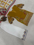 Heavy Roman cotton material with Embroidery work Beautiful Salwar Kameez