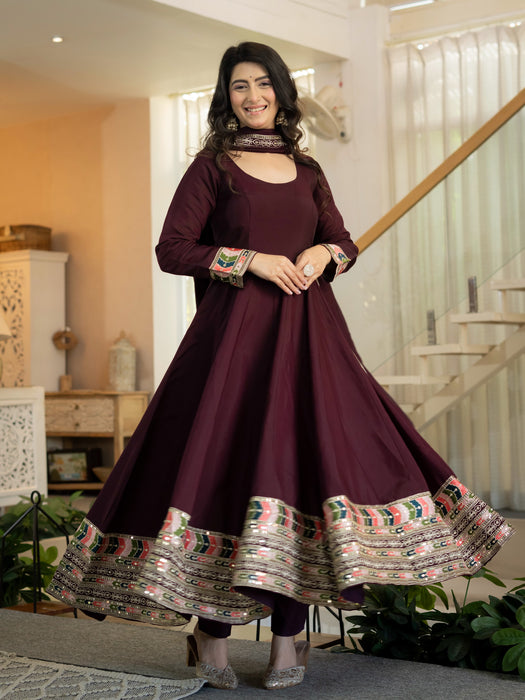 Heavy Roman Silk With 5mm Sequence And Embroidery Work Salwar Kameez