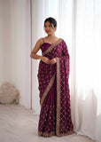 Fendy Silk with Heavy Beds Work  With Sequence Detailing Beautiful Saree