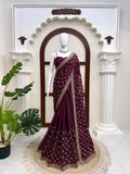 Fendy Silk with Heavy Beds Work  With Sequence Detailing Beautiful Saree