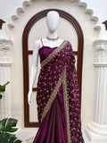 Fendy Silk with Heavy Beds Work  With Sequence Detailing Beautiful Saree