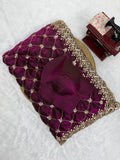 Fendy Silk with Heavy Beds Work  With Sequence Detailing Beautiful Saree