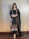 FESTIVAL SEASON WEAR BEAUTIFUL KAFTAAN WITH PANT AND DUPATTA WITH SEQUENCE EMBROIDERED AND APPLIQUE WORKED
