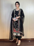 FESTIVAL SEASON WEAR BEAUTIFUL KAFTAAN WITH PANT AND DUPATTA WITH SEQUENCE EMBROIDERED AND APPLIQUE WORKED