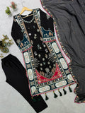 FESTIVAL SEASON WEAR BEAUTIFUL KAFTAAN WITH PANT AND DUPATTA WITH SEQUENCE EMBROIDERED AND APPLIQUE WORKED
